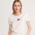 RESERVED T-SHIRT WITH MINIMALIST EMBROIDERY | CREAM / OFF WHITE