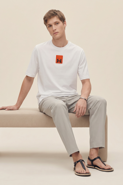HERMES PARIS T-SHIRT LUXURY MERCERIZED COTTON | WHITE
