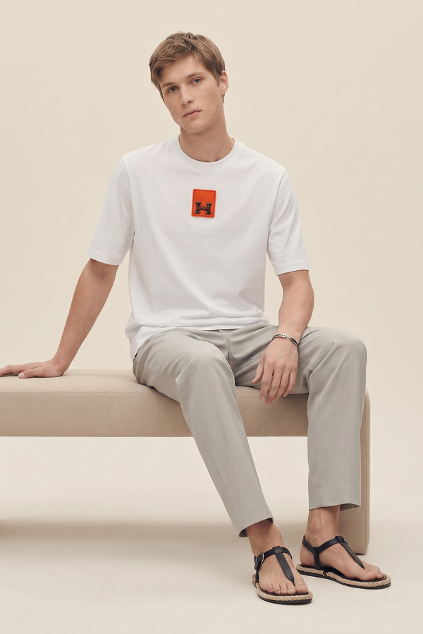 HERMES PARIS T-SHIRT LUXURY MERCERIZED COTTON | WHITE