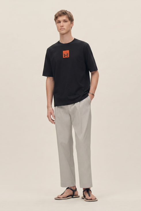 HERMES PARIS T-SHIRT LUXURY MERCERIZED COTTON | BLACK