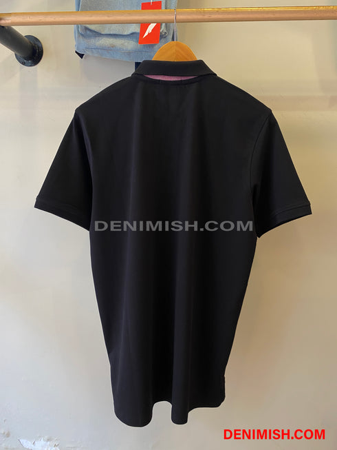 BURBERRY COTTON SILK POLO SHIRT | BLACK