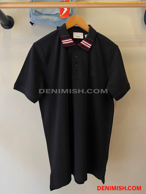 BURBERRY COTTON SILK POLO SHIRT | BLACK