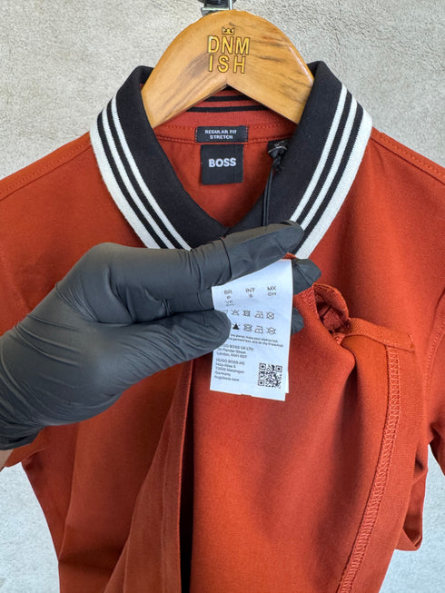 HUGO BOSS REGULAR-FIT POLO SHIRT WITH BOSS LOGO | REDDISH