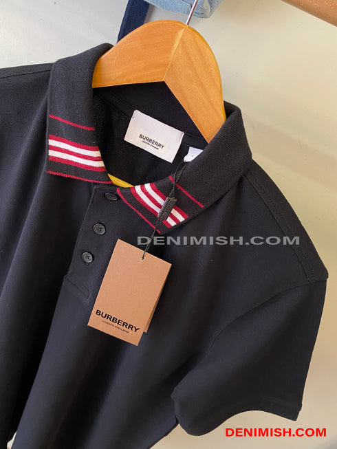 BURBERRY COTTON SILK POLO SHIRT | BLACK