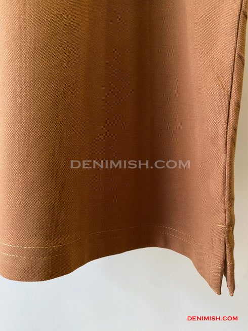 BURBERRY EKD-EMBROIDERED COTTON-BLEND POLO SHIRT | BROWN