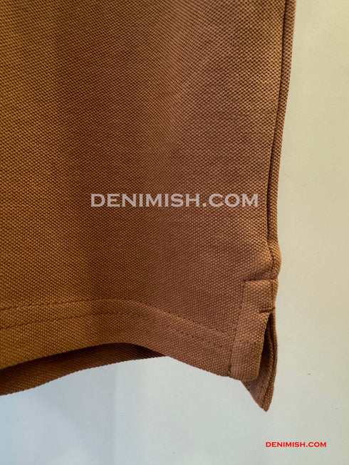 PRADA PIQUE MEN'S PLAIN TRIANGLE LOGO POLO | BROWN