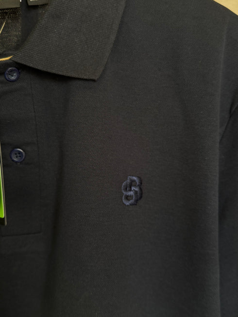 HUGO BOSS COTTON PIQUE POLO SHIRT WITH DOUBLE B MONOGRAM | DARK BLUE
