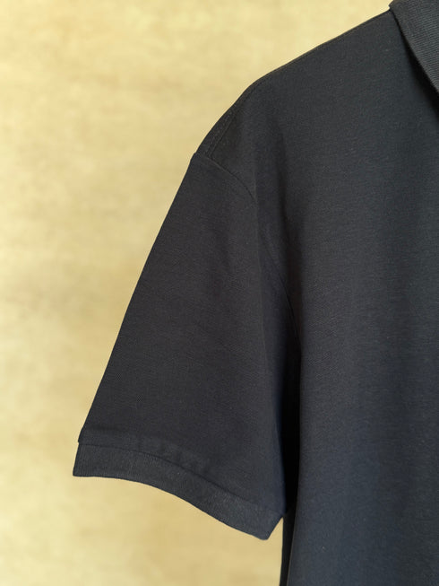 HUGO BOSS COTTON PIQUE POLO SHIRT WITH DOUBLE B MONOGRAM | DARK BLUE