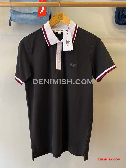 LACOSTE MEN SLIM FIT CLASSIC STRIPED POLO SHIRT | BLACK