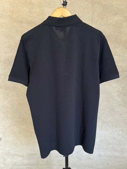 HUGO BOSS COTTON PIQUE POLO SHIRT WITH DOUBLE B MONOGRAM | DARK BLUE