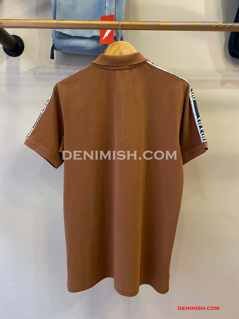 PRADA PIQUE MEN'S PLAIN TRIANGLE LOGO POLO | BROWN