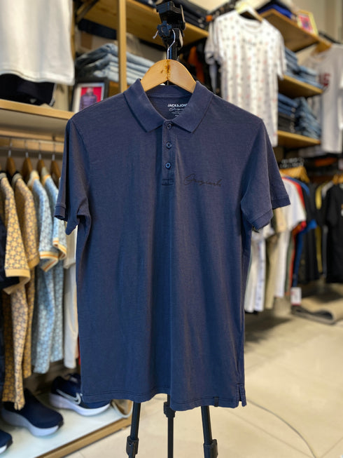 JACK & JONES ORIGINALS SIGNATURE POLO SHIRT | CHARCOAL BLACK