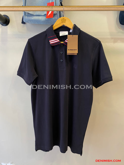 BURBERRY CLASSIC COTTON SILK POLO SHIRT | NAVY