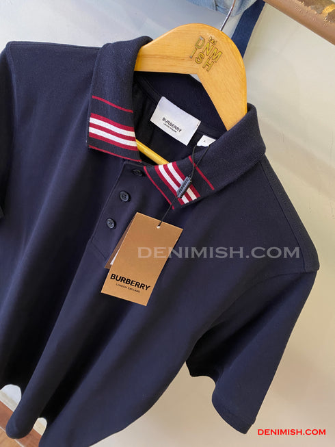 BURBERRY CLASSIC COTTON SILK POLO SHIRT | NAVY