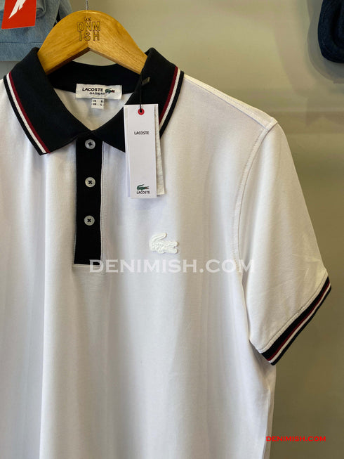 LACOSTE MEN SLIM FIT CLASSIC STRIPED POLO SHIRT | WHITE