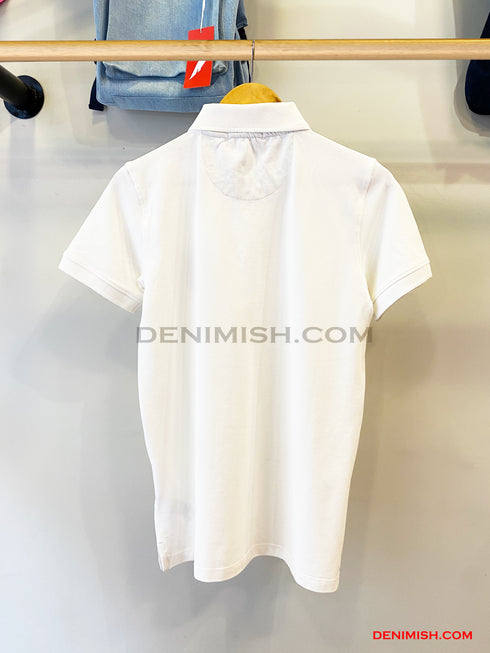 BURBERRY EKD-EMBROIDERED COTTON-BLEND POLO SHIRT | WHITE