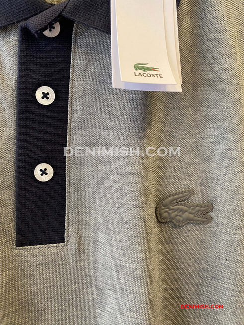 LACOSTE MEN SLIM FIT CLASSIC STRIPED POLO SHIRT | GREY