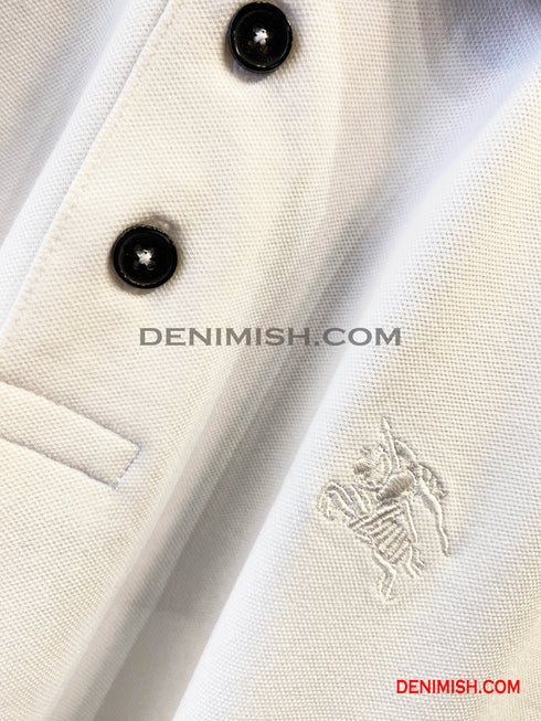 BURBERRY CLASSIC COTTON SILK POLO SHIRT | WHITE