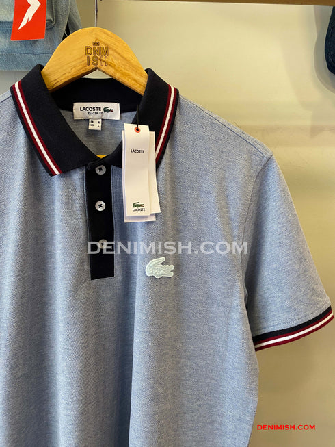 LACOSTE MEN SLIM FIT CLASSIC STRIPED POLO SHIRT | LIGHT BLUE