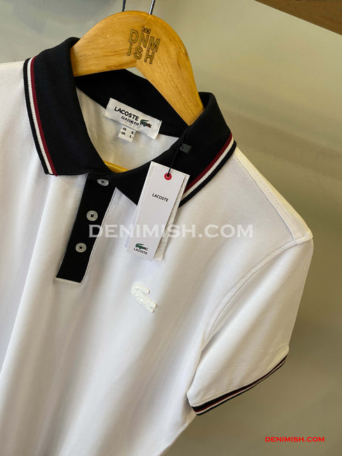 LACOSTE MEN SLIM FIT CLASSIC STRIPED POLO SHIRT | WHITE