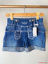 Women's Embroidered Denim Short,Dark Blue