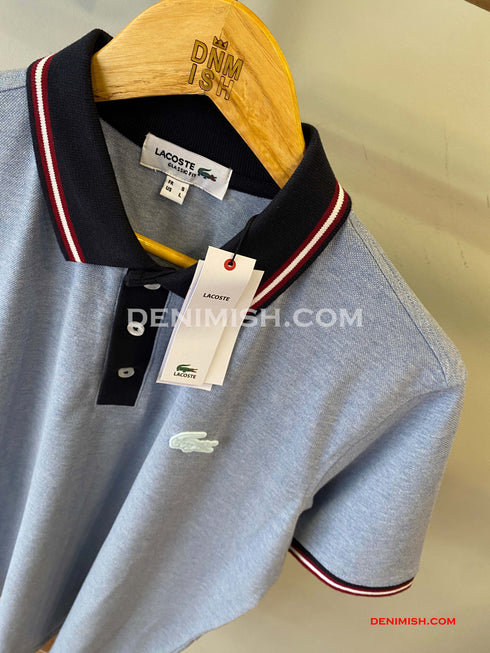 LACOSTE MEN SLIM FIT CLASSIC STRIPED POLO SHIRT | LIGHT BLUE