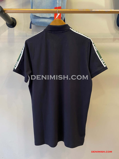 PRADA PIQUE MEN'S PLAIN TRIANGLE LOGO POLO | NAVY