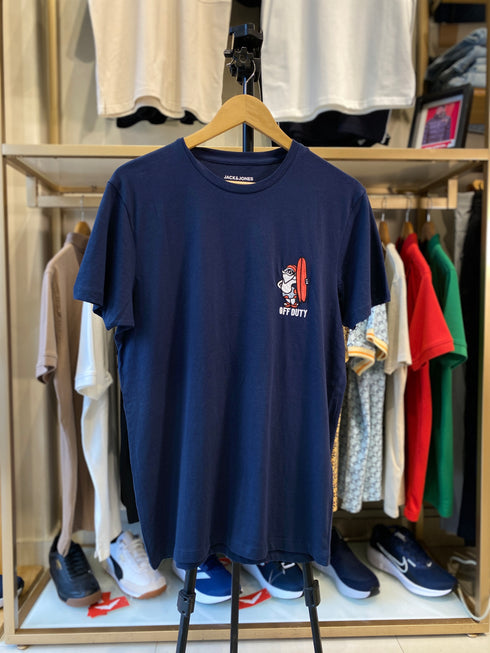 JACK & JONES OFF DUTY EMBROIDERED LOGO T-SHIRT | BLUE