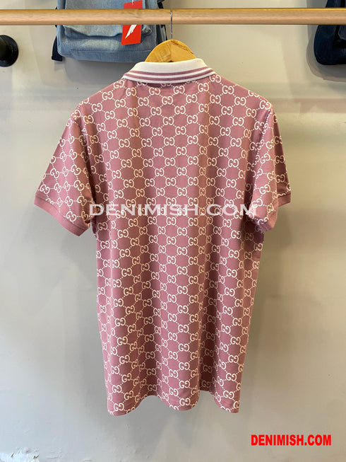 GUCCI PREMIUM PINK CLASSIC FIT POLO SHIRT