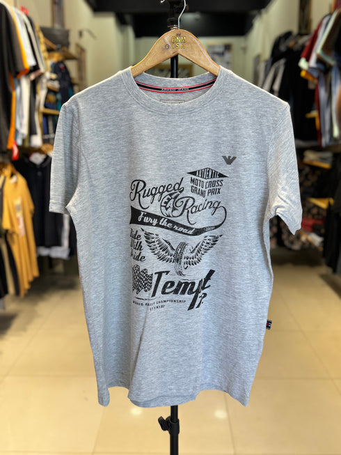 ARMANI JEANS SIGNATURE CHEST LOGO PRINT T-SHIRT | GREY