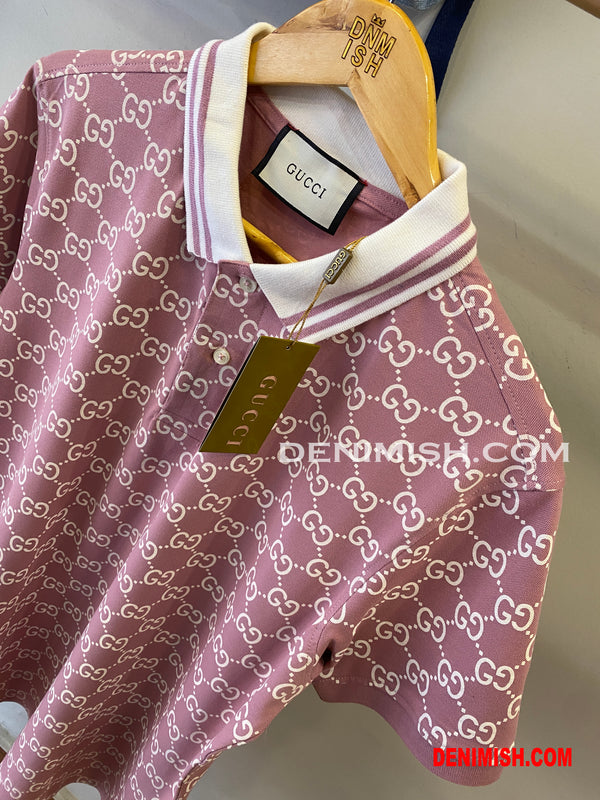 GUCCI PREMIUM PINK CLASSIC FIT POLO SHIRT