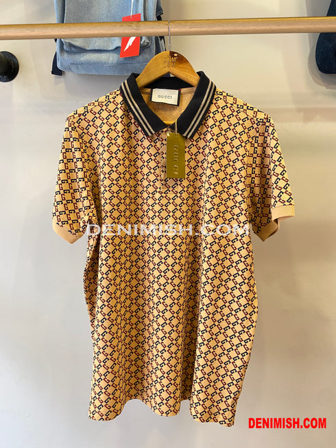 GUCCI PREMIUM LIGHT BROWN CLASSIC FIT POLO SHIRT