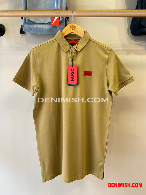 HUGO BOSS DERESO COTTON PIQUE SLIM FIT POLO | GREEN