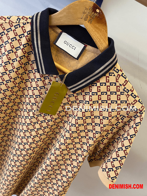 GUCCI PREMIUM LIGHT BROWN CLASSIC FIT POLO SHIRT