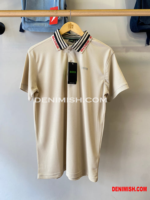 HUGO BOSS POLO WITH LOGO | BEIGE