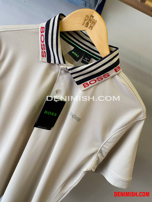 HUGO BOSS POLO WITH LOGO | BEIGE