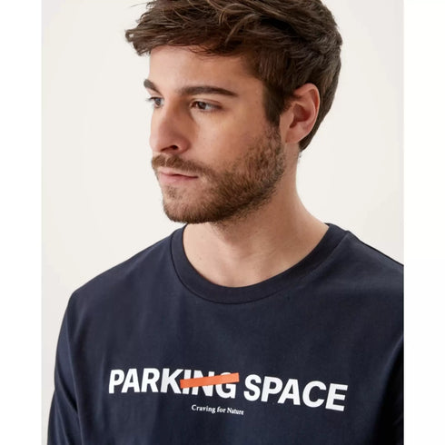 S.OLIVER SLIM FIT T-SHIRT WITH TEXT | NAVY BLUE