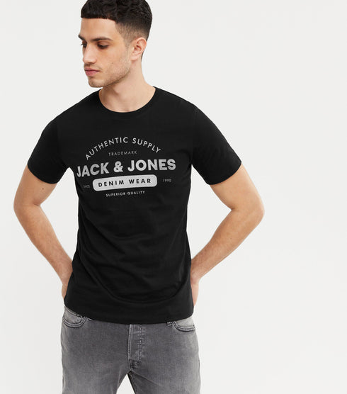 JACK & JONES LOGO CREW T-SHIRT | BLACK