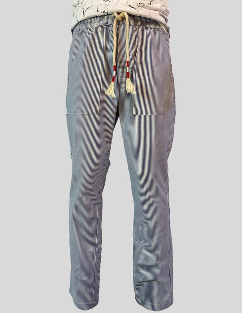 DAN JOHN MEN'S STRIPED TROUSER | WHITE / LIGHT BLUE