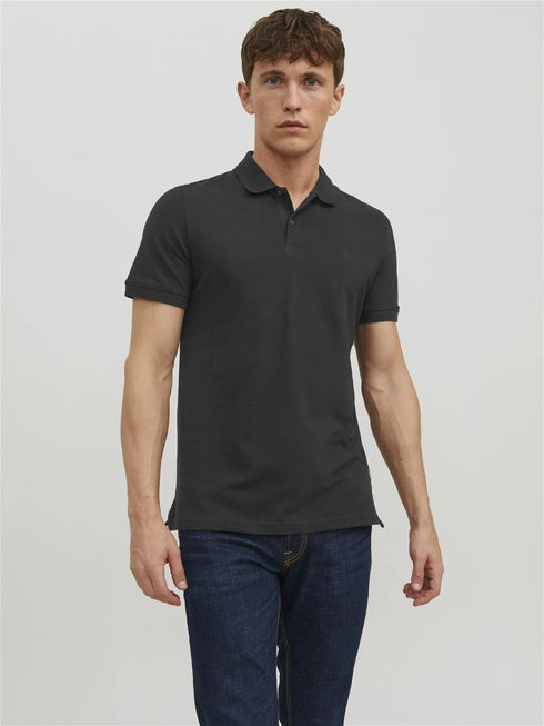 JACK & JONES PLAIN POLO SHIRT | BLACK