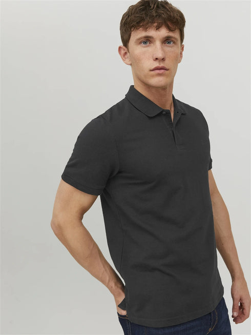 JACK & JONES PLAIN POLO SHIRT | BLACK