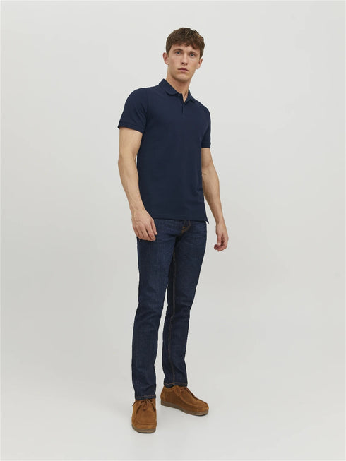 JACK & JONES PLAIN POLO SHIRT | BLUE