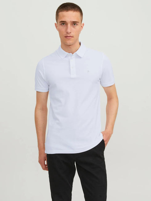JACK & JONE MEN'S JJEBASIC POLO SS NOOS SHIRT | WHITE