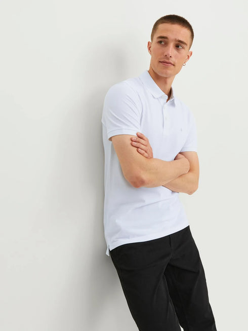JACK & JONE MEN'S JJEBASIC POLO SS NOOS SHIRT | WHITE