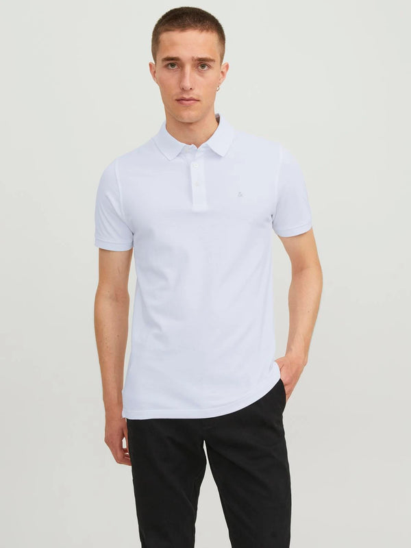 JACK & JONE MEN'S JJEBASIC POLO SS NOOS SHIRT | WHITE