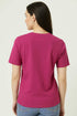 WOMEN'S CREW SHORT SLEEVE TEE NECK T-SHIRT | SOFT CASUAL FUCHSIA PINK