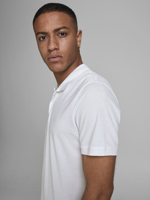 MEN'S POLO SHIRT JACK & JONES SLIM FIT SHORT SLEEVE EMBROIDERY LOGO | WHITE