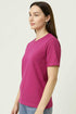WOMEN'S CREW SHORT SLEEVE TEE NECK T-SHIRT | SOFT CASUAL FUCHSIA PINK