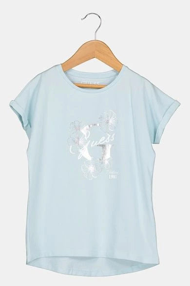 Guess Kids Short Sleeve T-Shirt in Light Blue – Soft cotton tee for boys & girls. Trendy, comfortable, and perfect for everyday wear. Shop kids' t-shirts now!