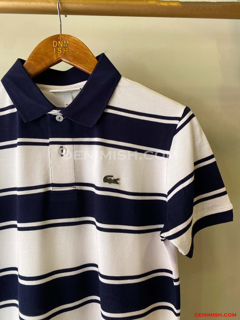 LACOSTE MEN SLIM FIT CLASSIC STRIPED POLO SHIRT | NAVY/WHITE
